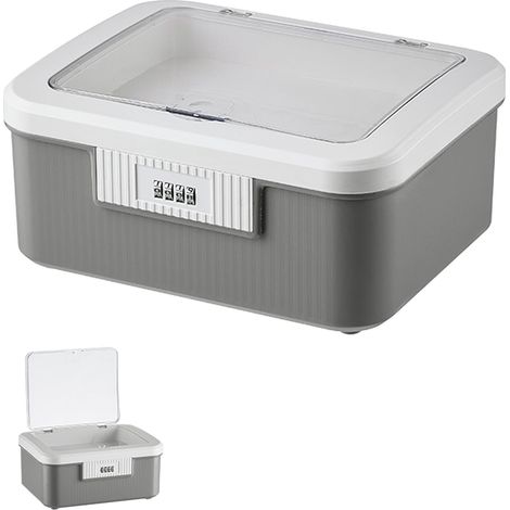 Boîte à pharmacie verrouillable à 2 couches de 9L - Boîte de rangement avec serrure à combinaison - avec compartiment accessible sans code pour médicaments, bonbons, objets de valeur (1/5)