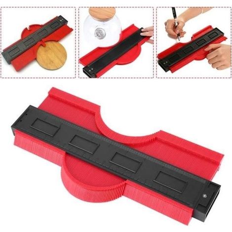 Jauge de Contour Irrégulière Rouge YOLISTAR - Outil de Menuiserie en ABS - Plage de mesure 0-250mm-Ywey (1/4)