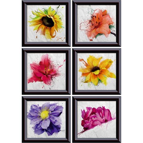 sticker mural fleurs jaune, violet et rose - Sanders & Sanders