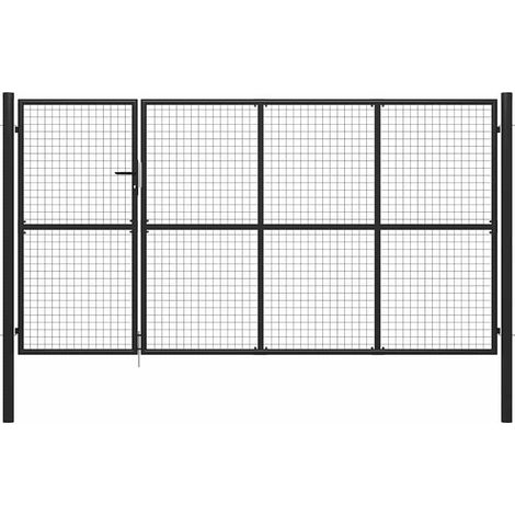 vidaXL Portail de jardin en acier 350 x 150 cm anthracite (1/5)