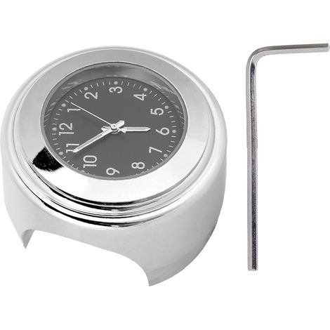 Montre de guidon moto universelle 22-25mm, cadran métallique noir, horloge à main pour guidon (1/5)