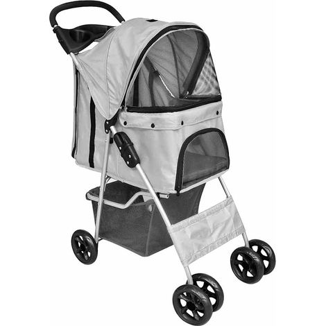 Haustier-Buggy Hund/Katze Klappbarer Reisewagen Grau