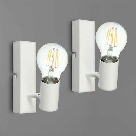 Applique Murale Blanc, Orientable et Pivotant Moderne Plafonnier Spot, Douille E27, Industrielle Vintage Lumiere de Plafond pour Couloir Chambre Salon, Max. 60W, Sans Ampoule (Lot de 2) (1/5)