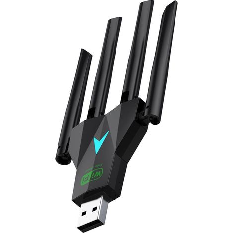 Adaptateur Wi-Fi sans fil pour ordinateur de bureau, adaptateur réseau double bande Wi-Fi USB 1 300 Mbps, 2,4 GHz/400 Mbps, 5 GHz/867 Mbps (1/4)