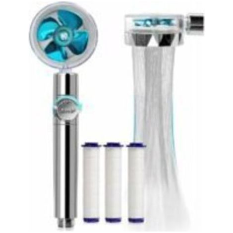 Pommeau de Douche Anti Calcaire Economie Deau, Pommeau de Douche Helice Haute Pression Filtre à Trois Niveaux Système de Filtrage avec Filtre 5 Coton PP Remplaable (1/4)