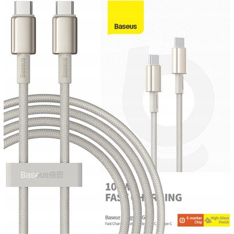 Cable USB-C a USB-C Baseus de tungsteno dorado, 100 W, 2 m (dorado) (1/5)