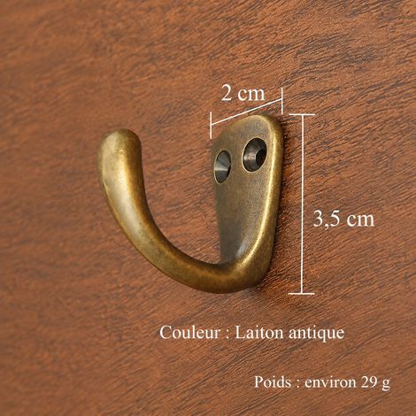 Crochet mural simple T1608 en laiton bronze ancien t1608 bronze 3,5 × 2 × 3,5 cm 29 g – Livraison gratuite