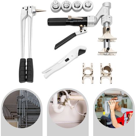 3T Hydraulisches Presswerkzeug-Set für Rohre, 16-32mm, Aluminiumlegierung, für PEX-/Alu-Verbundrohre, Crimpen & Aufweiten