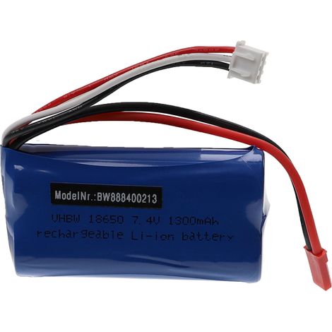 vhbw Akku für Modellbau z.B. kompatibel mit Wltoys, MJX, Huanqi (1300mAh, 7,4V, Li-Ion, 70 x 37 x 19 mm)