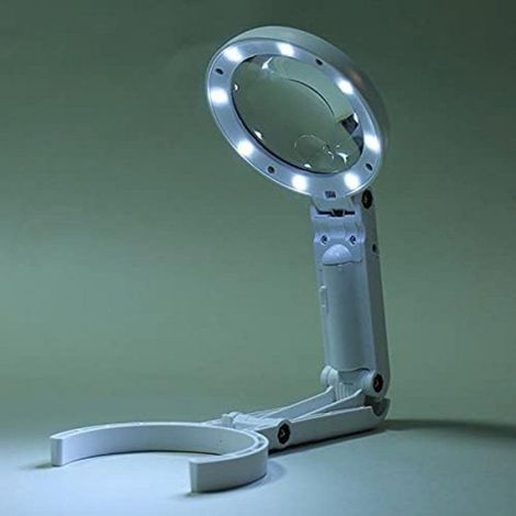 Loupe De Bureau - Grossissement 5x Et 11x - Lampe À 8 LED Réglable - Bras Pliable - Alimentation USB Et Piles AAA - 1 Pièce (1/5)