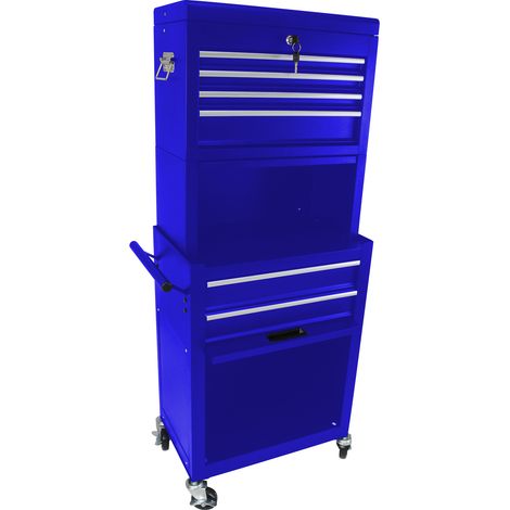 Carrello portautensili blu DESVIAE a 6 cassetti, con serratura e ruote (1/5)