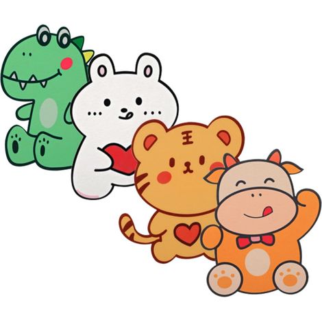 4 dekorative, geruchsabsorbierende Aufkleber (Dinosaurier/Katze/Tiger), Cartoon-Aufkleber, Badezimmer