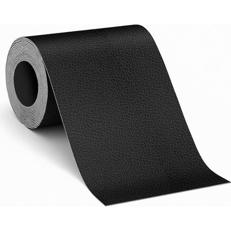 Parche autoadhesivo de reparación de cuero de 9 x 200 cm, kit de reparación de cuero sintético para asientos de coche, sofás, asientos de barco, chaquetas y manualidades - Negro (1/5)