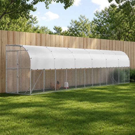 vidaXL Poulailler contre le mur Argenté 600 x 150 x 215 cm (1/5)