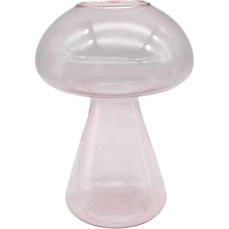Jarrón de cristal con forma de seta para plantas [Mini jarrón hidropónico] [Elegante decoración para el hogar] [Sin esquinas redondeadas] (3 colores: rosa, dorado, negro) (1/5)