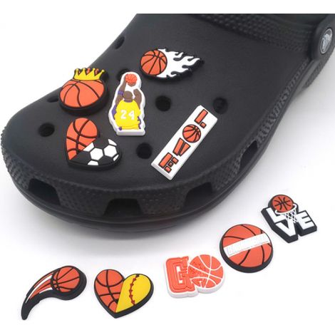 10 stykker 3D Clog Sandalen Ornament (Basketball), Schuhanhänger, Cu