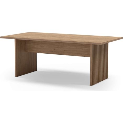 Mesa para comedor rectangular fija Md-Enzo acabado roble sepet, 200cm(ancho) 75cm(altura) 100cm(fondo). (1/4)