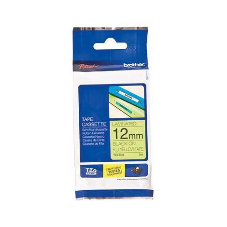 Schriftbandkassette P-touch TZe-C31 12 mm x 5 m (B x L) signalgelb schwarz (1/4)
