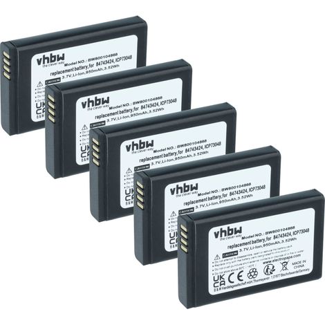 vhbw 5x Akku kompatibel mit Spectralink Kirk 5040 Aastra, 5020 schnurlos Festnetz Telefon (950 mAh, 3,7 V, Li-Ion)