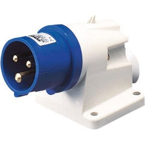 Prise murale fixe 90 degrés IP44 2P+T 16A 200-250V 50/60Hz Bleu Câblage à vis (1/2)