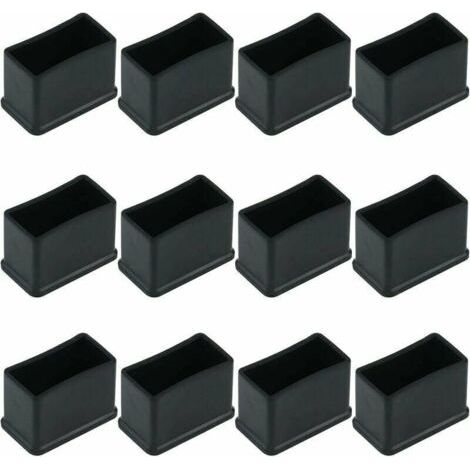 Lot de 12 embouts de protection en caoutchouc noir pour pieds de meubles – Dimensions 15 x 30 mm – Réduction du bruit et protection des sols (1/4)