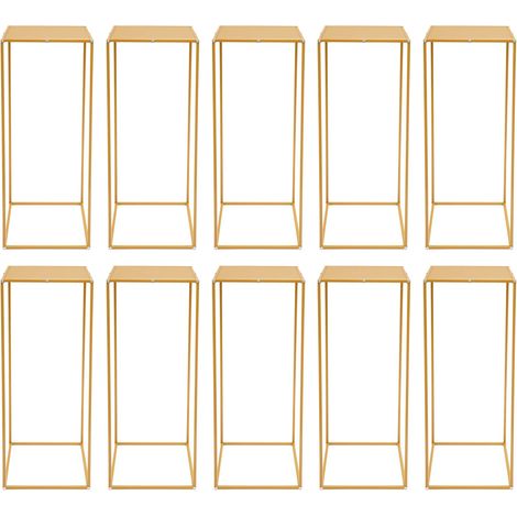 10 pezzi vasi in metallo dorato per matrimonio-Vasi dorati per tavoli a forma di cuore-Colonna da pavimento - Vaso di fiori geometrico-Rettangolare - Espositore di fiori-Home rack-80 cm (1/5)