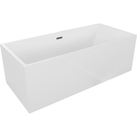 Mexen Vigo freistehende Badewanne 178,5 x 80 cm, weiß, gebürstet Gun Gray Überlauf - 51251788000-66
