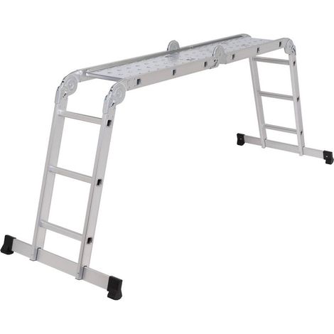 TOOLCRAFT TO-10104645 Alluminio Scala multifunzione Pieghevole Altezza operativa max: 4.3 m Argento 15.7 kg