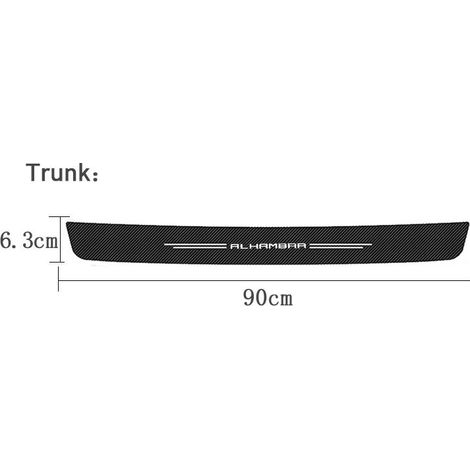(1 pièce pour coffre) Bandes de protection de seuil de porte en fibre de carbone pour Seat Alhambra,logo,autocollant de protection de coffre arrière (1/3)