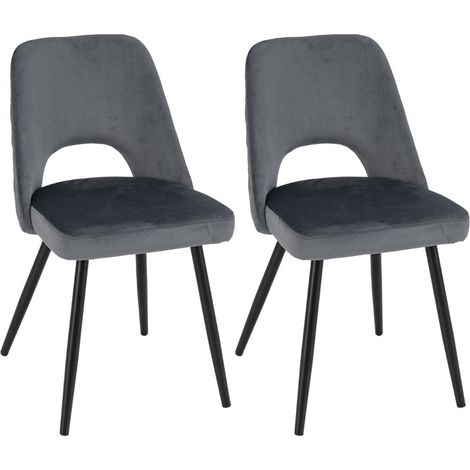 Juego de 2 sillas de comedor 60 x 46 x 84 cm acolchadas máxima comodidad diseño elegante metal gris 200012435