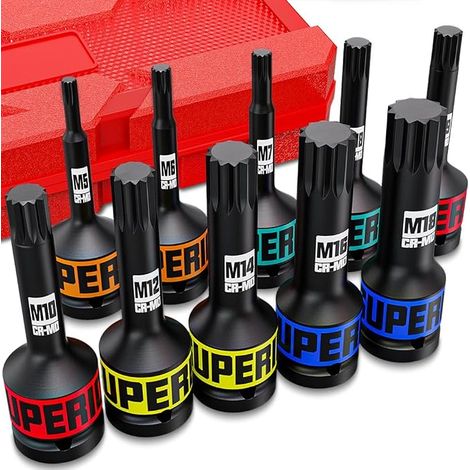 1/2" Impact Multiple Tooth Set 1/2" XZN, XZN Impact Socket M5-M18, Cr-Mo for Pneumatic Impact Wrench Electric (1/5)