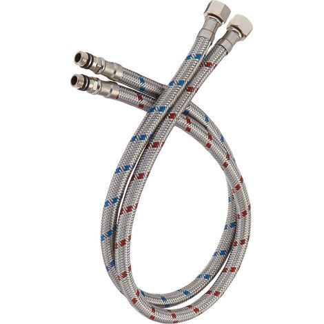 Tuyau d'alimentation tressé de 40 pouces de long pour robinet de cuisine/salle de bain, filetage femelle 3/8" en acier inoxydable pour robinet d'évier x M10 Ma (1/5)