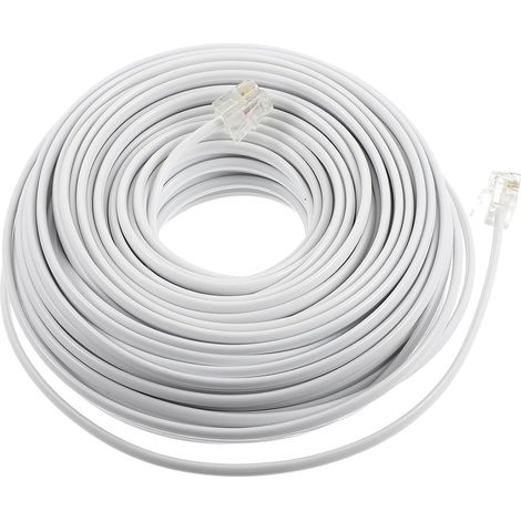 20 m RJ11 6P4C Weißes 4-adriges Kupfer-PVC-Telefonkabel für Bürofaxmodem - 20 m RJ11 6P4C Weißes 4-adriges Kupfer-PVC-Telefonkabel für Bürofaxmodem (1/5)
