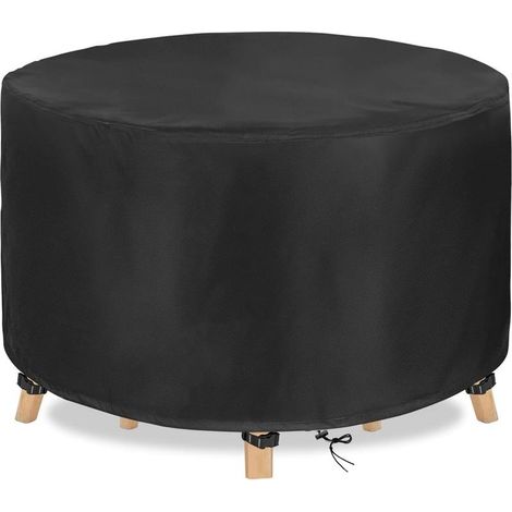 Silver 210D Oxford Fabric Waterproof Round Garden Table Cover, Patio Furniture Cover 280 x 110 cm (1/5)