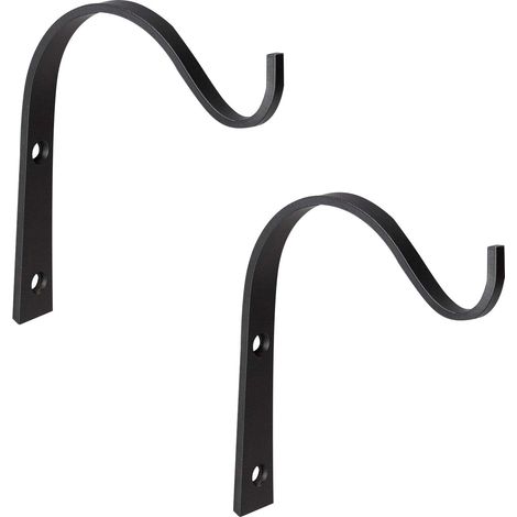 Lot de 2 supports muraux en fer forgé pour panier suspendu, lanterne, fleurs, support pour plantes, mangeoires à oiseaux (1/5)