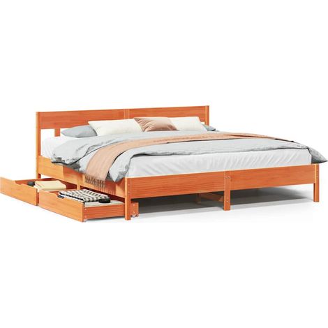 Maison Exclusive - Letto senza Materasso Marrone Cera 200x200 cm in Legno di Pino (1/5)