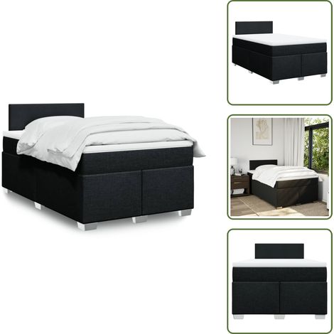 Sommier à lattes de lit avec matelas noir 120x190 cm tissu - Sommier À Lattes De Lit - Sommiers À Lattes De Lit - Lit - Meuble De Chambre À Coucher (1/5)