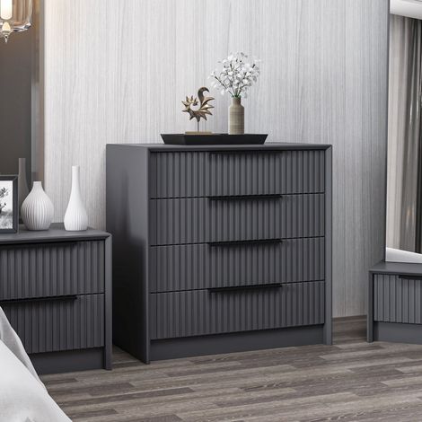Cassettiera Jebi, 4 Cassetti, Apertura Scorrevole, Chiusura Scorrevole, 45x72x77h cm Nero Antracite (1/5)