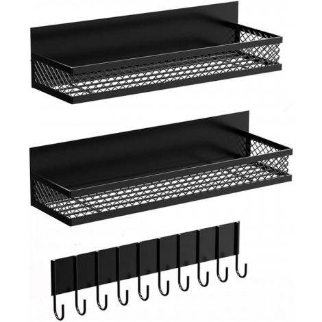 Lot de 2 étagères à épices magnétiques pour réfrigérateur, étagères de rangement pour l'organisation et le rangement de la cuisine, étagères d'assaiso (1/5)