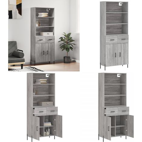 Highboard Grau Sonoma 69,5x34x180 cm Holzwerkstoff - Holzwerkstoff - Schrank (1/5)