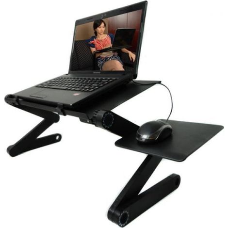Support PC - TEMPSA - Table Pliable - Aluminium - Angle Réglable - Noir Noir noir SUPPORT PC (1/4)
