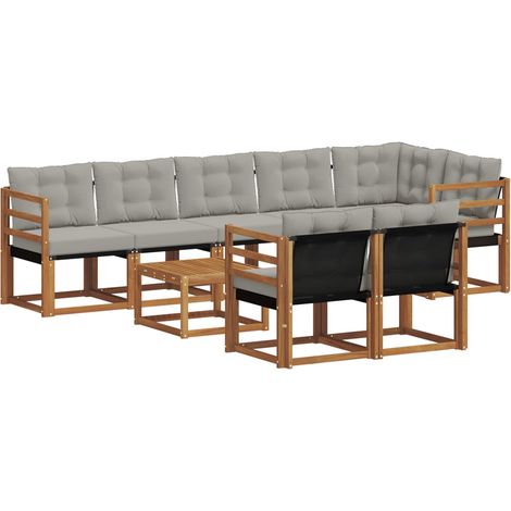 Conjunto de sofás de exterior 9 pcs Gris Natural y Claro vidaXL (1/5)