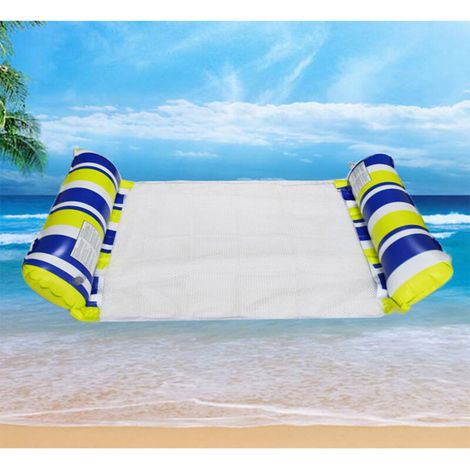 Matelas flottant gonflable en PVC avec dossier pliable, lit flottant rayé pour une personne