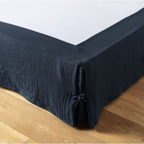 Cache sommier gaze de coton Gaia 90x190cm Bleu marine (1/3)