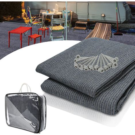 Randaco Tappeto da campeggio traspirante 400x400CM, tappeto da pavimento esterno per tenda, caravan e tendalino Blu