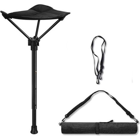 Portable 4 Position Tabouret Réglable En Hauteur Siège,Pliant Chaise De Pêche,Noir (1/5)