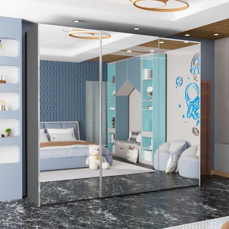 Etna Modern Sliding Wardrobe White - Grey250cm
