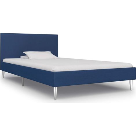 Bettgestell Blau Stoff 90×200 cm