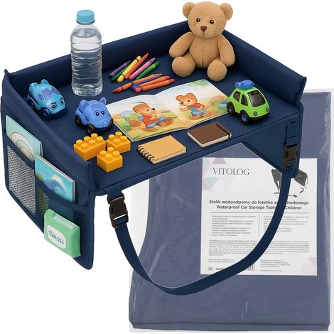 Tavolino da viaggio per bambini per auto, vassoio organizer per seggiolino auto per bambini (1/5)