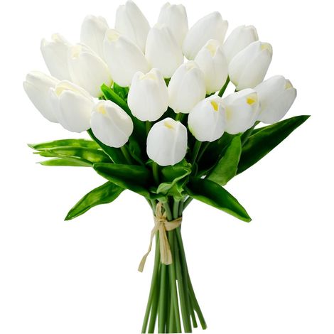 Lot de 20 Tulipe, tige flexible en fil d'acier, fleur en latex PU, hauteur 31 cm, pour décoration intérieure et mariage (1/5)
